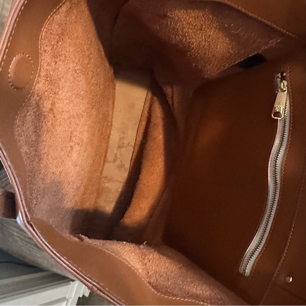 Lauren Ralph Lauren Chestnut Pebbled Leather Shoulder Tote Bag - Picture 10 of 15